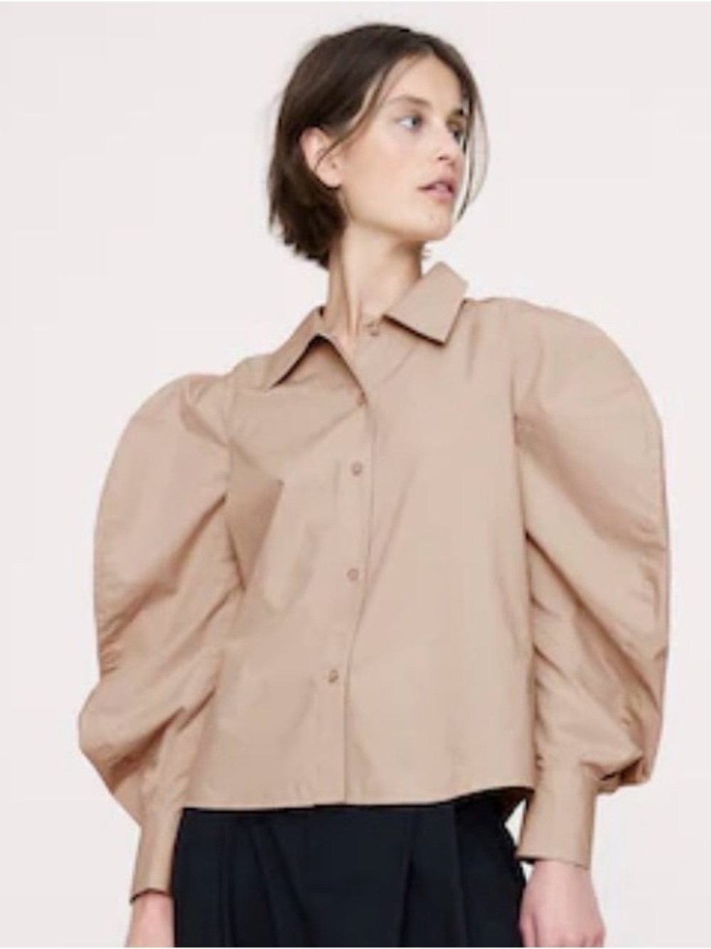 Banana Republic Beige Cotton Poplin Volume Sleeve Shirt Size S Never worn